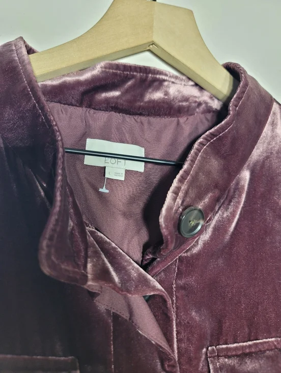 Velvet Muave Utility Jacket Dark Academia Grunge Whimsigoth Sz L Witchy Preppy - Picture 3 of 10